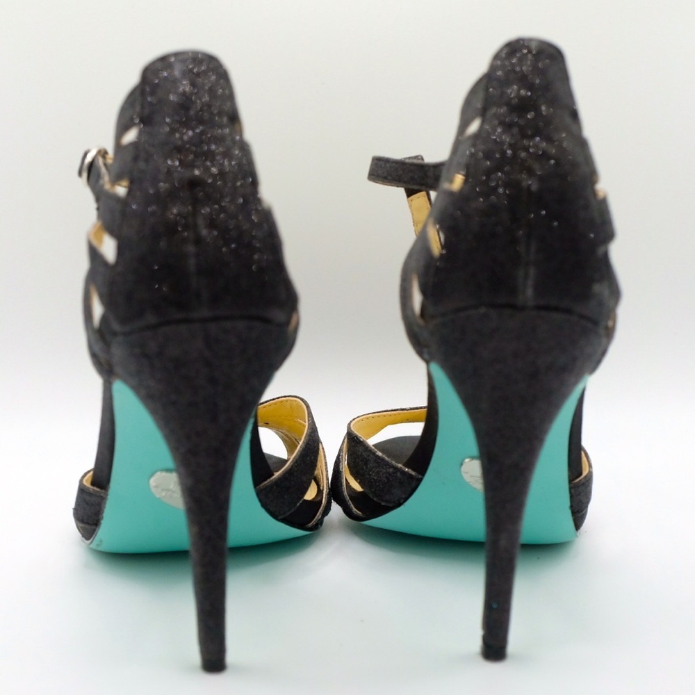 Betsey Johnson Glitter Black Heels size 8.5 Vintage Inspired 🙌🏻✨⏰💭🤝⌛️ - Picture 14 of 16